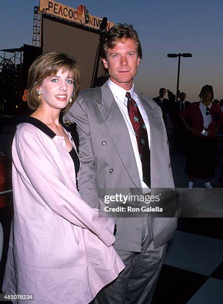 Actress Tracy Nelson and actor William R. Moses attend the NBC Television Affiliates Party on July 15, 1989 at Century Plaza Hotel in Century City,...