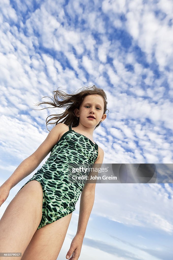 Carefree young girl at the beach...