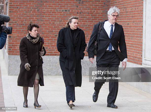 Members of the legal defense team for Boston Marathon bombing suspect Dzhokhar Tsarnaev, Miriam Conrad, Judy Clarke and Timothy Watkins walk into the...