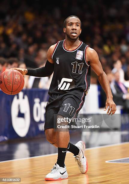 David Holston of Artland in action during the Bundesliga basketball game between Basketball Loewen Braunschweig and Artland Dragons on January 3,...