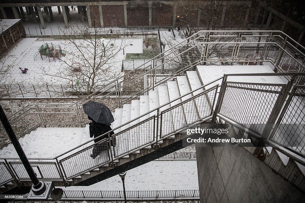 Winter Storm Brings Cold Winter And Light Snow To New York Area