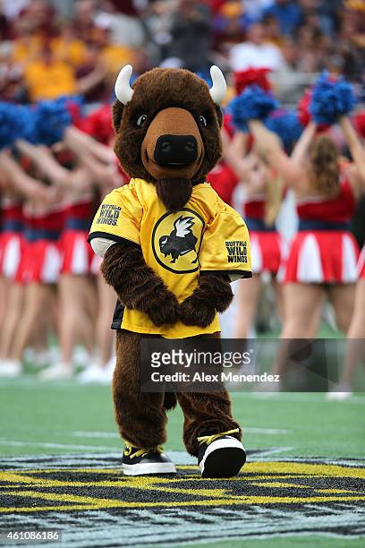 The Buffalo Wild Wings mascot performs during the Buffalo Wild Wings Citrus Bowl between the Minnesota Golden Gophers and the Missouri Tigers at the...
