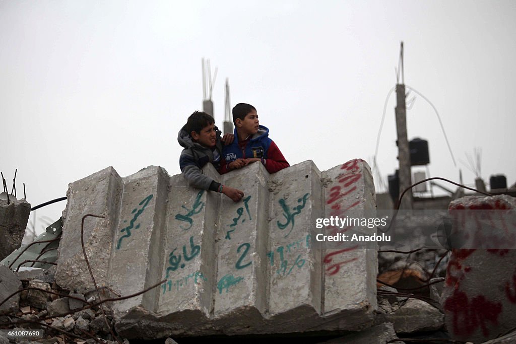 Palestinians live among the ruins of Shujaiyya, Gaza