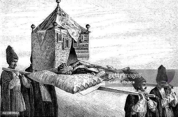 people during funeral ceremony in old russia - russian ethnicity stock illustrations