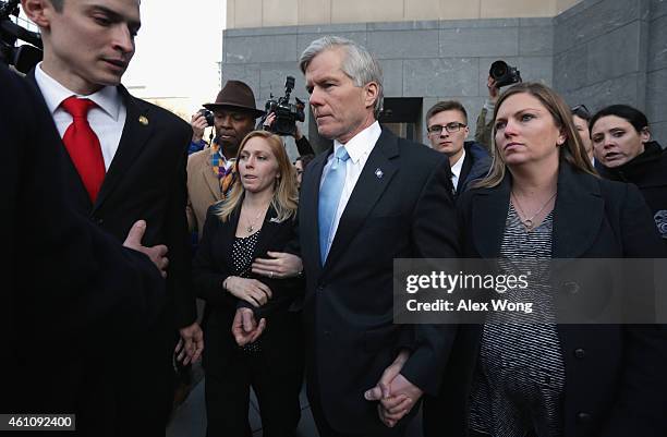 Former Virginia Governor Robert McDonnell comes out from U.S. District Court for the Eastern District of Virginia with his daughters Jeanine...