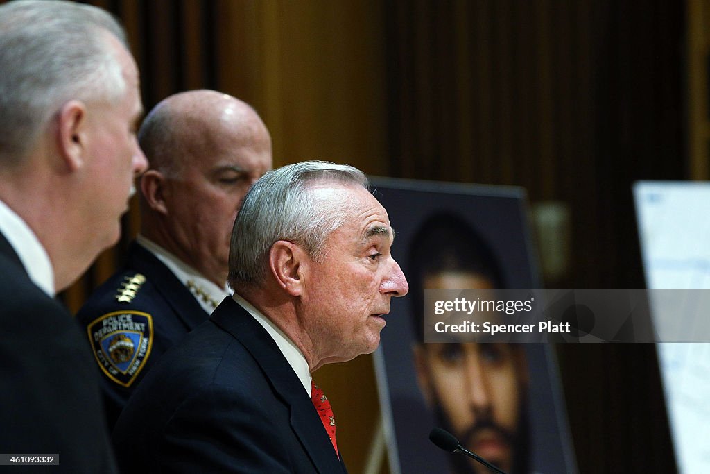 NYPD Chief Bratton Holds News Conference Regarding Arrest Of Last Night's Police Shooting Suspects