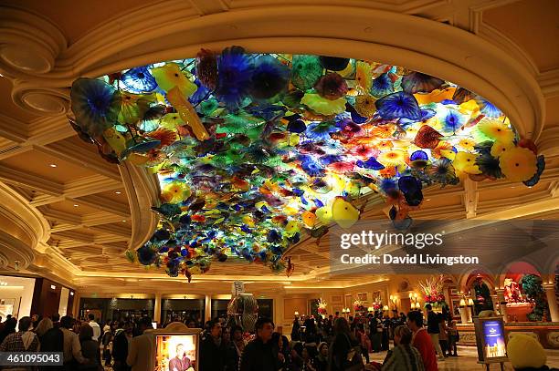 The Fiori di Como chandelier by glass sculptor Dale Chihulyis at the Bellagio hotel is seen on December 28, 2013 in Las Vegas, Nevada.