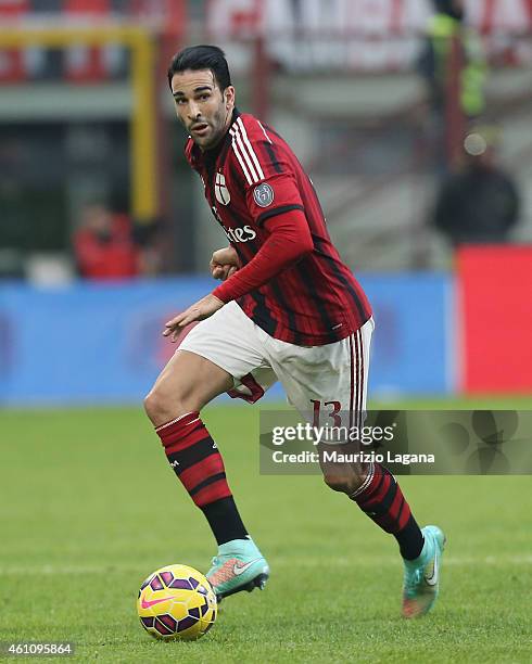 Adil Rami of Milan during the Serie A match between AC Milan and US Sassuolo Calcio at Stadio Giuseppe Meazza on January 6, 2015 in Milan, Italy.