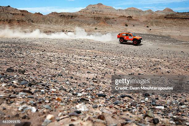 Robby Gordon and Johnny Campbell of the USA driving for Speed Energy Racing HST Hummer compete during day 3 of the Dakar Rallly on January 6, 2015...