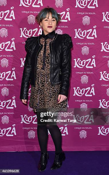 Jaime Winstone attends the VIP performance of "Kooza" by Cirque Du Soleil at Royal Albert Hall on January 6, 2015 in London, England.