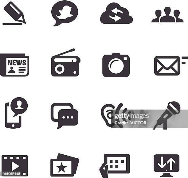 communication icon set - acme series - black envelope stock illustrations