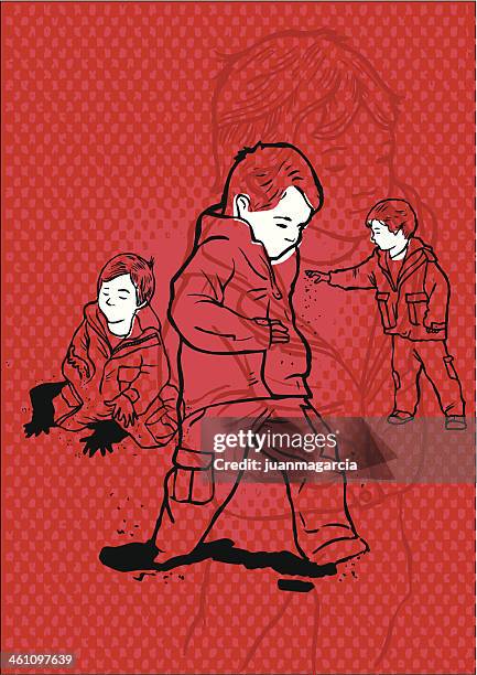 hyperactive and autistic child playing alone - child therapy stock illustrations