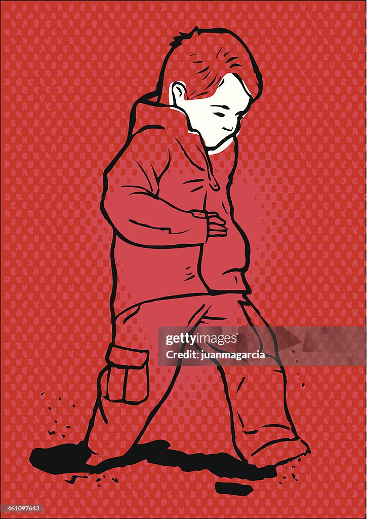 Criança saltos e Jogar sozinho