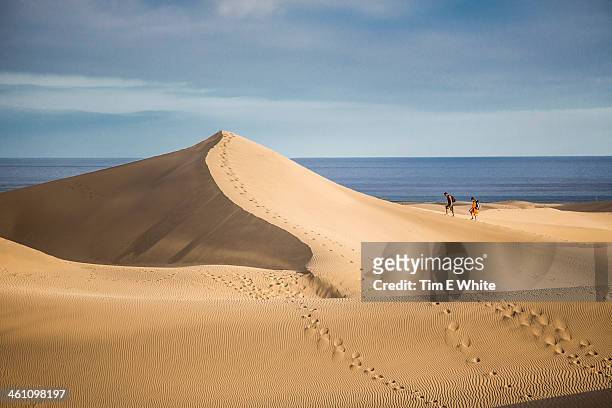 sand dunes of maspalomas, gran canaria, spain - ilha de gran canaria imagens e fotografias de stock