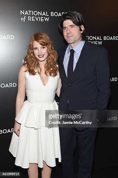 Actress Jessica Chastain and J.C. Chandor attend the 2014 National Board of Review Gala at Cipriani 42nd Street on January 6, 2015 in New York City.
