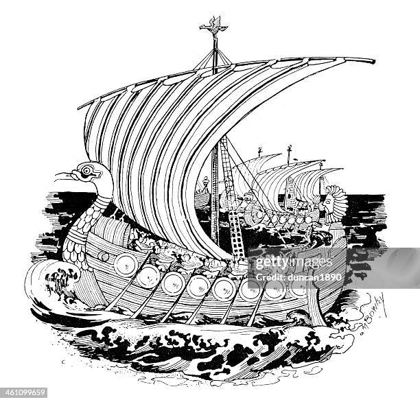 wikingerschiffe - viking ship stock-grafiken, -clipart, -cartoons und -symbole