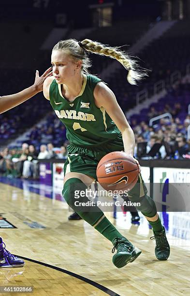 Guard Kristy Wallace of the Baylor Bears drives with the ball against the Kansas State Wildcats during the first half on January 6, 2015 at Bramlage...
