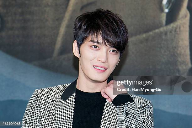 Kim Jae-Joong of South Korean boy band JYJ attends the press conference for KBS Drama "SPY" on January 6, 2015 in Seoul, South Korea. The drama will...