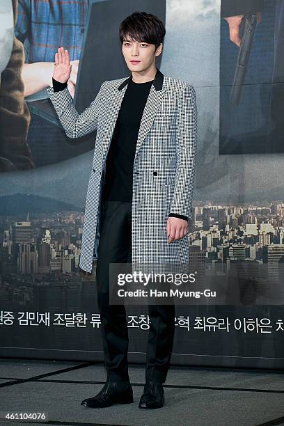 Kim Jae-Joong of South Korean boy band JYJ attends the press conference for KBS Drama "SPY" on January 6, 2015 in Seoul, South Korea. The drama will...