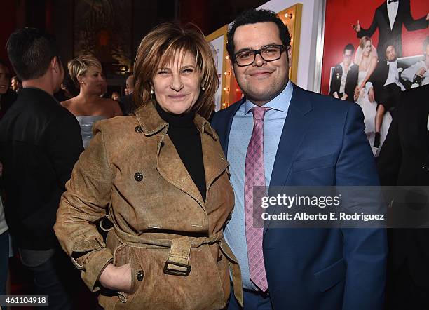 Amy Pascal, Co-Chairman of Sony Pictures Entertainment and Chairman of Sony Pictures Entertainment Motion Picture Group and actor Josh Gad arrive to...