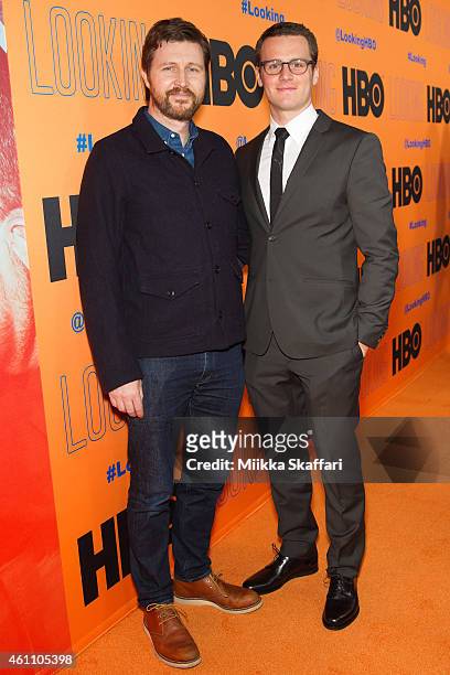 Executive producer Andrew Haigh and actor Jonathan Groff attend the premiere of "Looking" Season 2 at Castro Theater on January 6, 2015 in San...