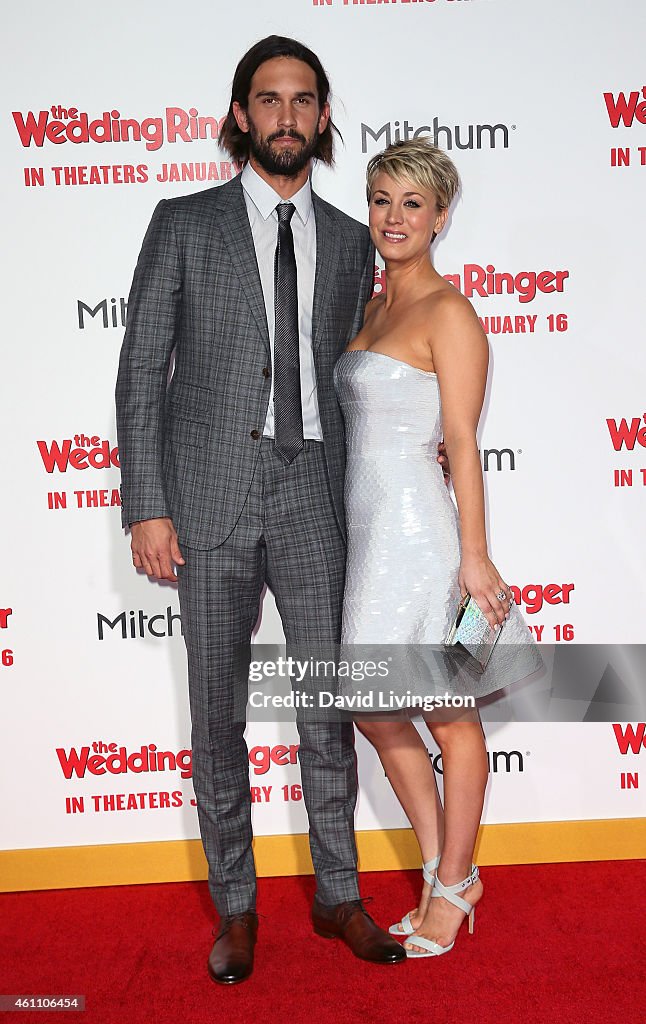 Actress Kaley Cuoco and husband Ryan Sweeting attend the premiere of ...