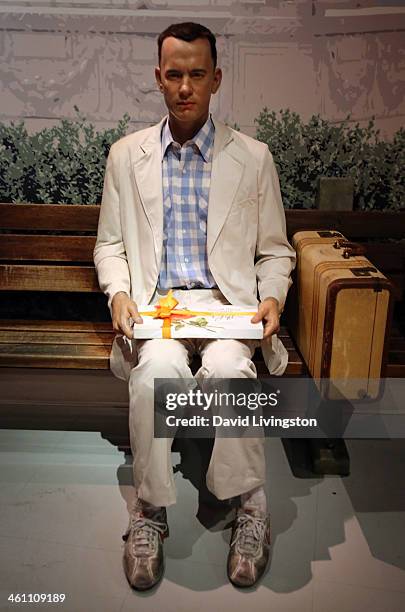 Wax figure of actor Tom Hanks is displayed at Madame Tussauds on January 6, 2014 in Hollywood, California.