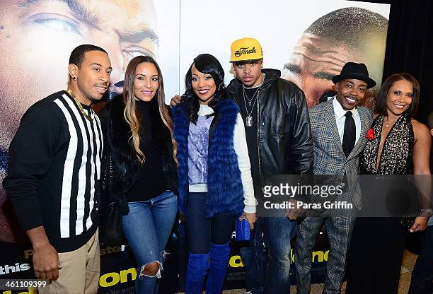 Ludacris, Eudoxie Agnan, Monica Brown, Shannon Brown, Will Packer, and Heather Hayslett attends the "Ride Along" screening at Regal Cinemas Atlantic...