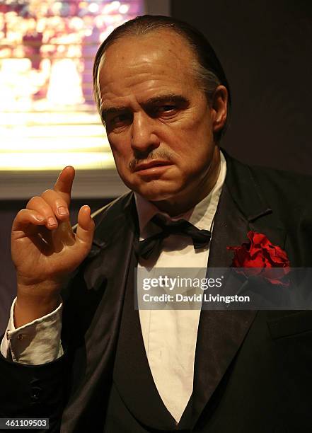 Wax figure of actor Marlon Brando is displayed at Madame Tussauds on January 6, 2014 in Hollywood, California.