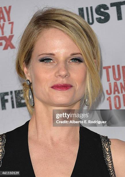 Actress Joelle Carter arrives to the Season 5 premiere of FX's "Justified" at DGA Theater on January 6, 2014 in Los Angeles, California.
