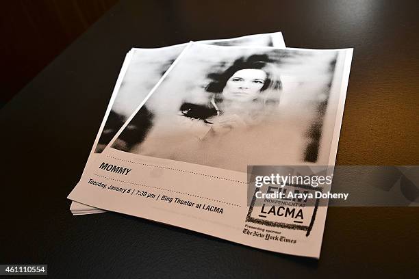 General view of atmosphere at the Film Independent at LACMA screening and Q&A of "Mommy" at Bing Theatre At LACMA on January 6, 2015 in Los Angeles,...