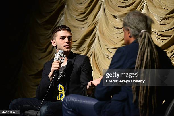 Xavier Dolan and Elvis Mitchell attend the Film Independent at LACMA screening and Q&A of "Mommy" at Bing Theatre At LACMA on January 6, 2015 in Los...