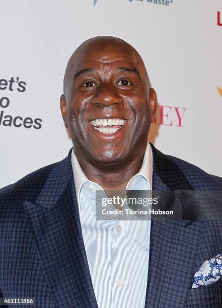 Magic Johnson attends the world premiere of Lifetime's 'Whitney' at The Paley Center for Media on January 6, 2015 in Beverly Hills, California.