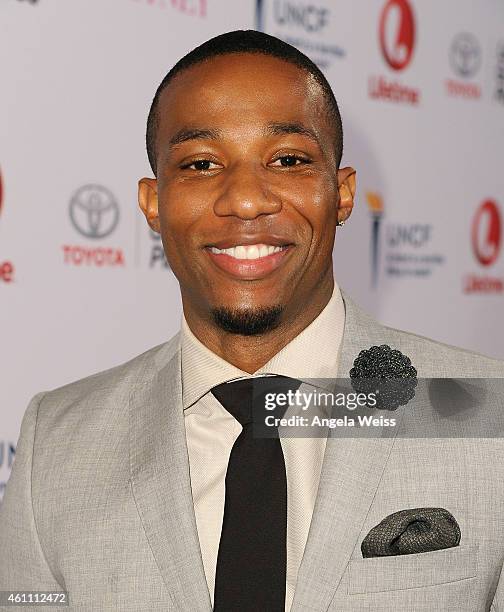 Actor Arlen Escarpeta arrives at the premiere of Lifetime's "Whitney" at The Paley Center for Media on January 6, 2015 in Beverly Hills, California.