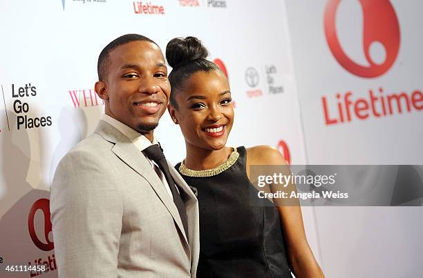 Actor Arlen Escarpeta and LaToya Tonodeo arrive at the premiere of Lifetime's "Whitney" at The Paley Center for Media on January 6, 2015 in Beverly...