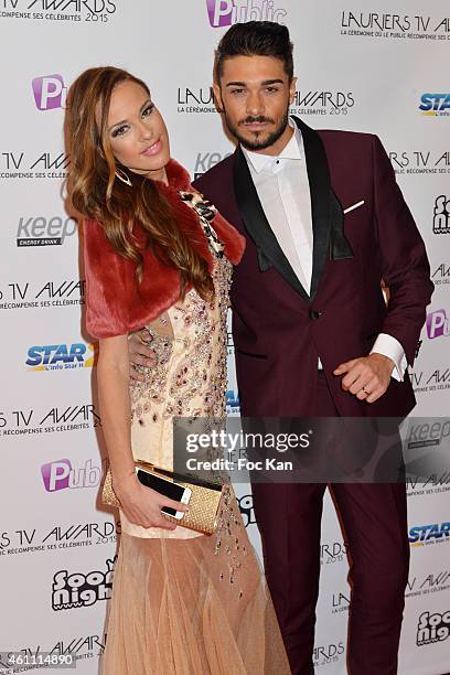 Vanessa Lawrens and Julien Guirado attend The 'Lauriers TV Awards 2015 Ceremony' : Red Carpet Arrivals At La Cigale In Paris on January 06, 2015 in...