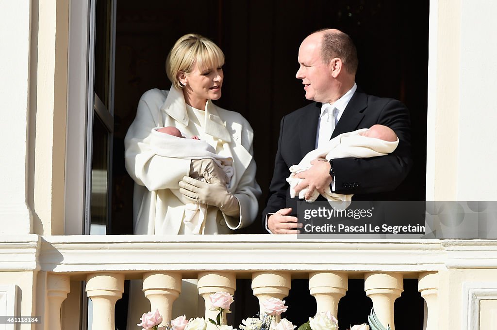 Official Presentation Of The Monaco Twins : Princess Gabriella of Monaco  And Prince Jacques of Monaco At The Palace Balcony