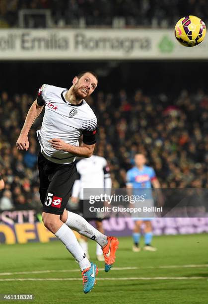 Luigi Giorgi of Cesena in action during the Serie A match between AC Cesena and SSC Napoli at Dino Manuzzi Stadium on January 6, 2015 in Cesena,...