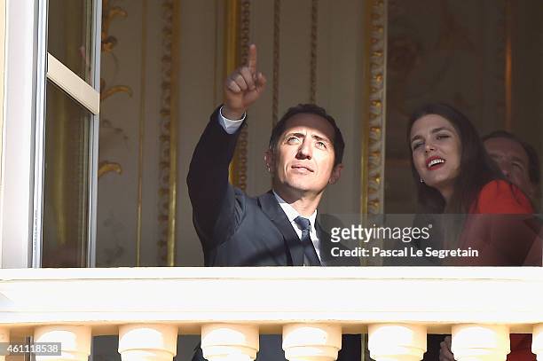 Gad Elmaleh and Charlotte Casiraghi attend the official presentation of the Monaco Twins on January 7, 2015 in Monaco, Monaco.