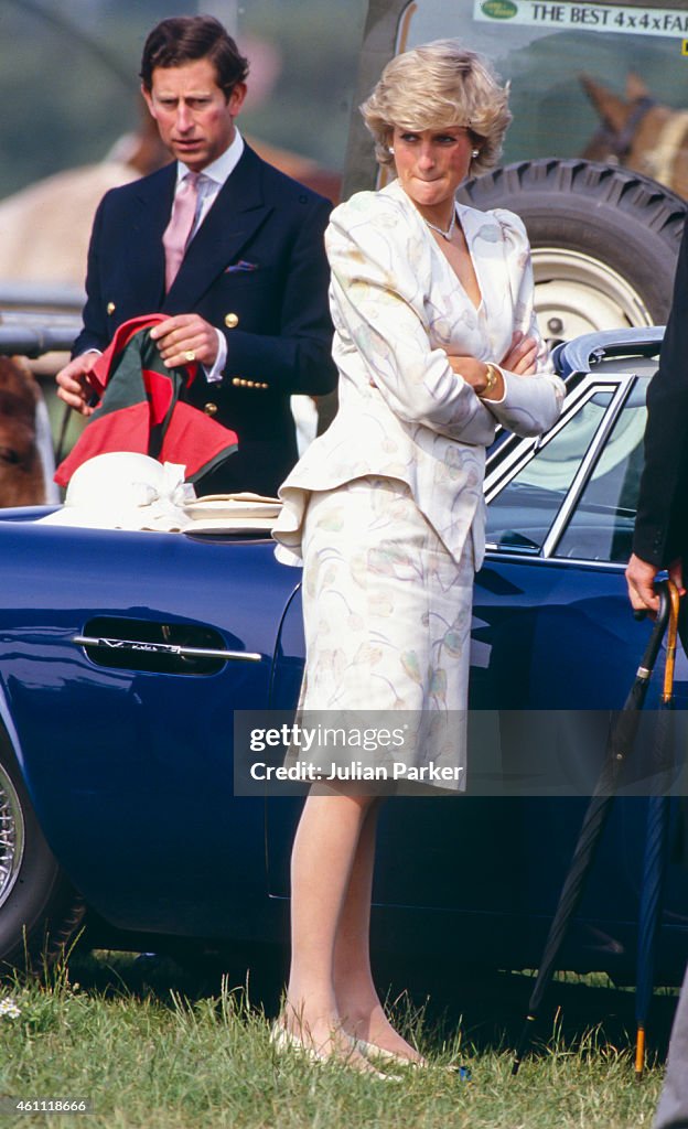Charles, The Prince of Wales, and Diana, Princess of Wales  attends  Smiths Lawn Polo, Windsor, after The Royal Ascot race meeting