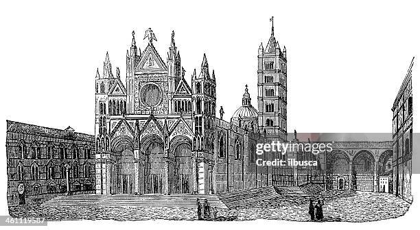 duomo di siena - siena italien stock-grafiken, -clipart, -cartoons und -symbole