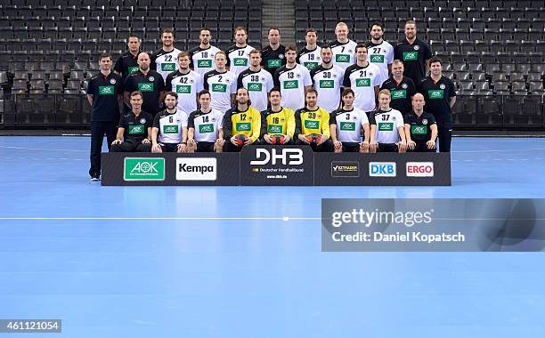 First row Peter Graeschus, Johannes Sellin, Patrick Groetzki, Silvio Heinevetter, Carsten Lichtlein, Andreas Wolff, Uwe Gensheimer, Matthias Musche,...