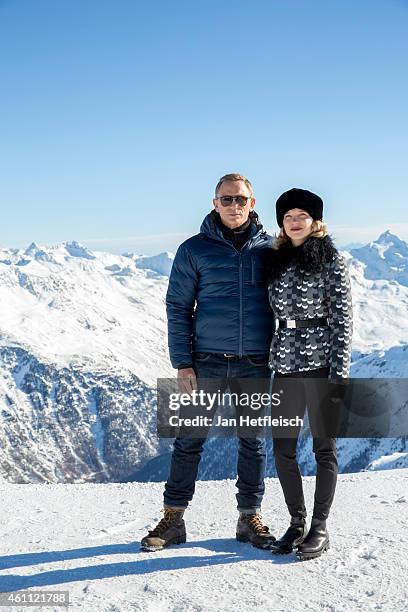 Daniel Craig and Lea Seydoux pose at the photo call for the 24th Bond film 'Spectre' on January 7, 2015 in Soelden, Austria.