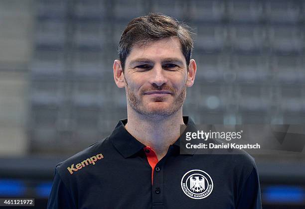 Goalkeepers coach Henning Fritz poses during the DHB Media Day at Porsche Arena on January 7, 2015 in Stuttgart, Germany.