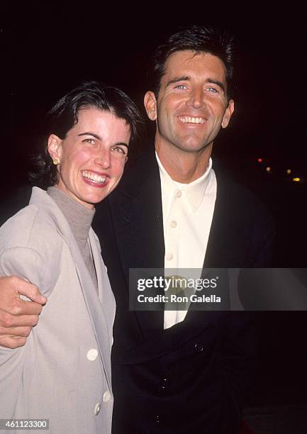 Actor Matt McCoy and wife Mary attend the "Mrs. Doubtfire" Beverly Hills Premiere on November 22, 1993 at the Academy of Motion Picture Arts &...