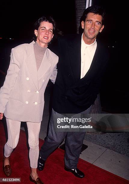 Actor Matt McCoy and wife Mary attend the "Mrs. Doubtfire" Beverly Hills Premiere on November 22, 1993 at the Academy of Motion Picture Arts &...