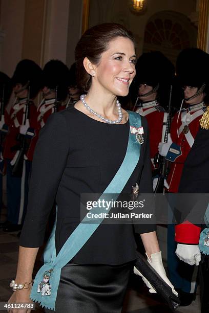 Crown Princess Mary of Denmark attends a New Year's Levee held by Queen Margrethe of Denmark for officers from the Defence and Danish Emergency...
