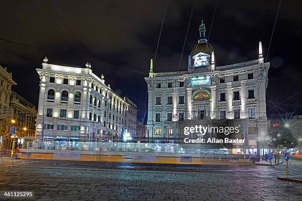 piazza corduso in milan at night - skyline milano foto e immagini stock