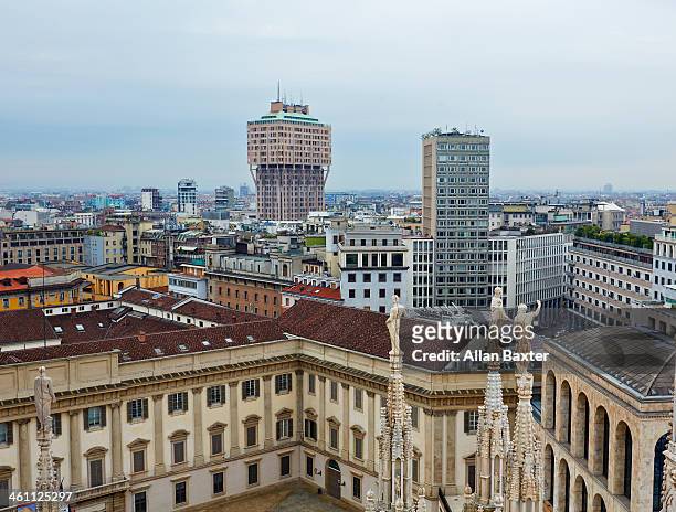 cityscape of milan from milan cathedral - skyline milano foto e immagini stock