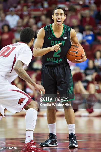 Macrell Davis Marcel Davis of the Utah Valley Wolverines yells to his teammates ...